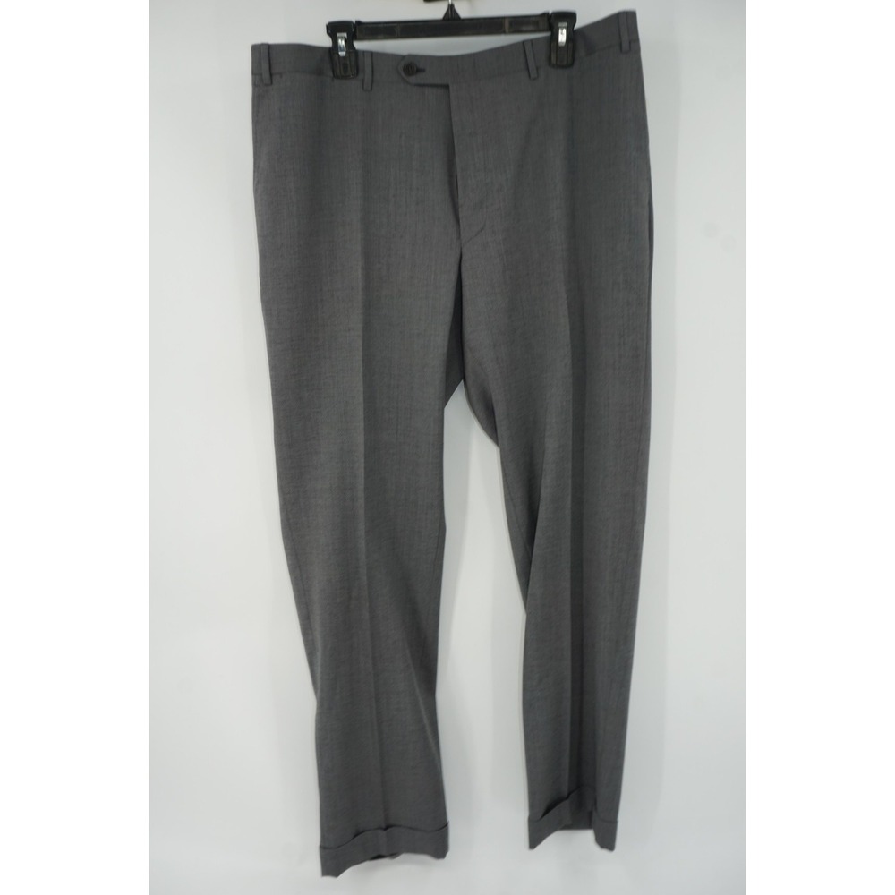 Canali Dress Pants Gray Wool Flat Front Cuffed Regular Fit Italy Men's 38x33